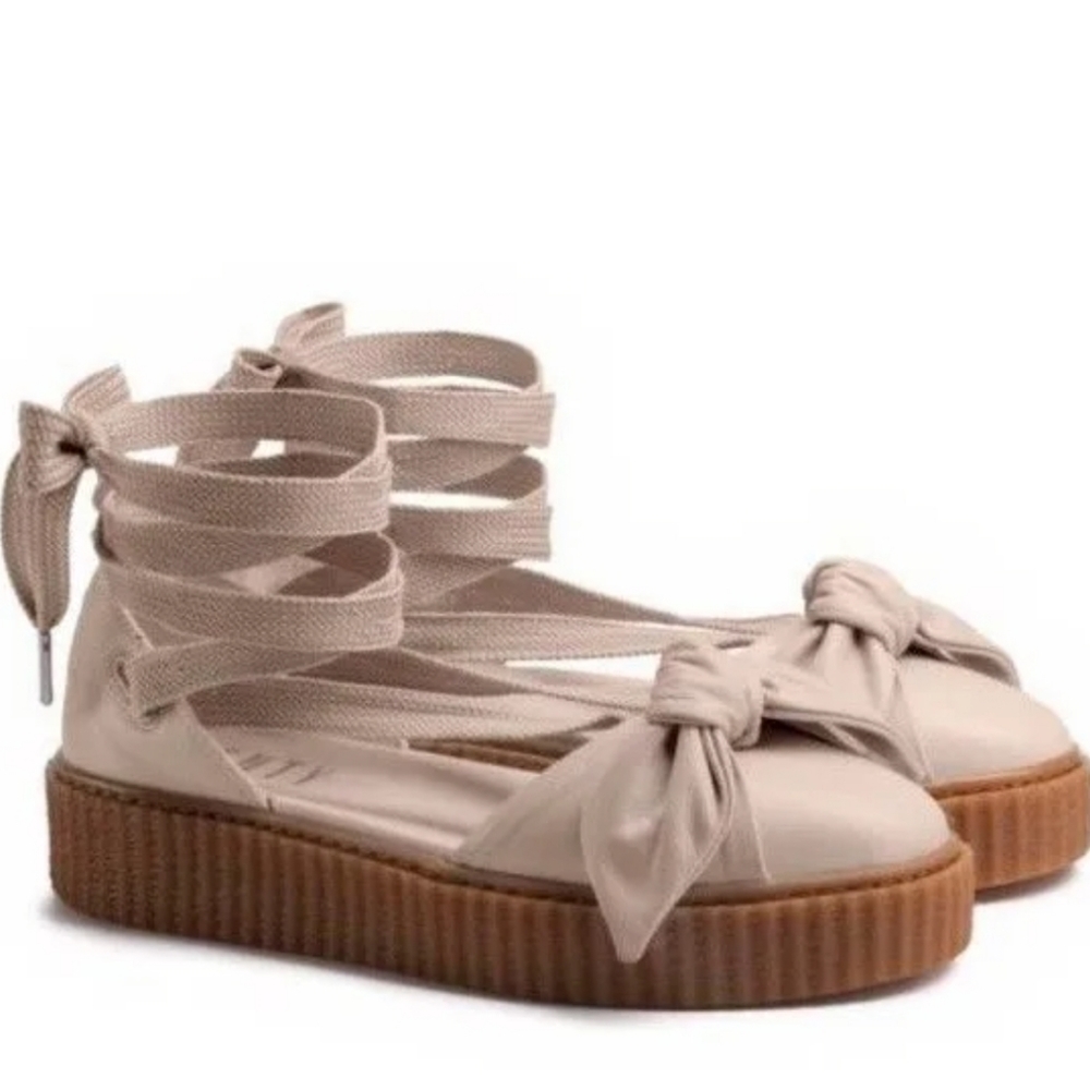 Puma x Fenty Pink leather bow creeper